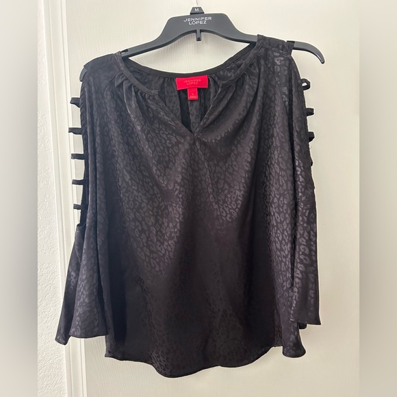 Jennifer Lopez Black Long Bell Sleeve Top Blouse. Size Medium - Picture 1 of 10